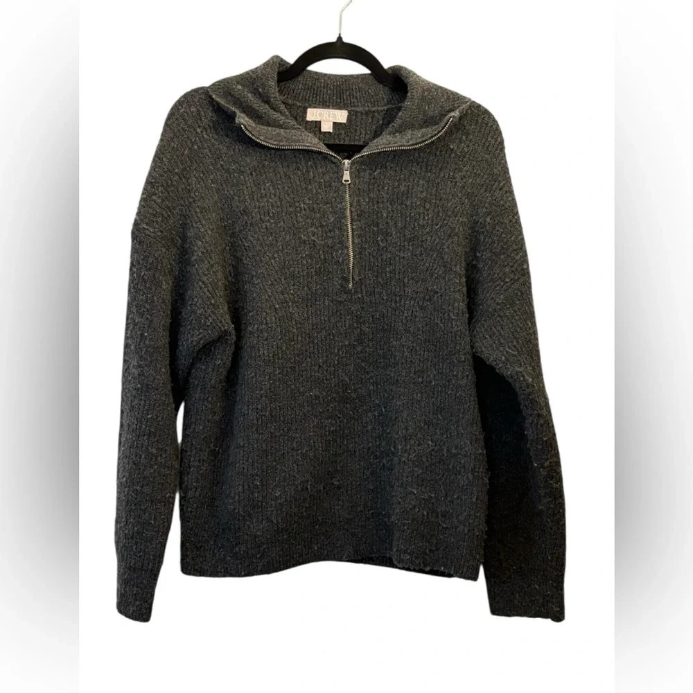 J.Crew Men's Merino Wool Alpaca Blend Dark Gray Half-Zip Sweater Size Medium